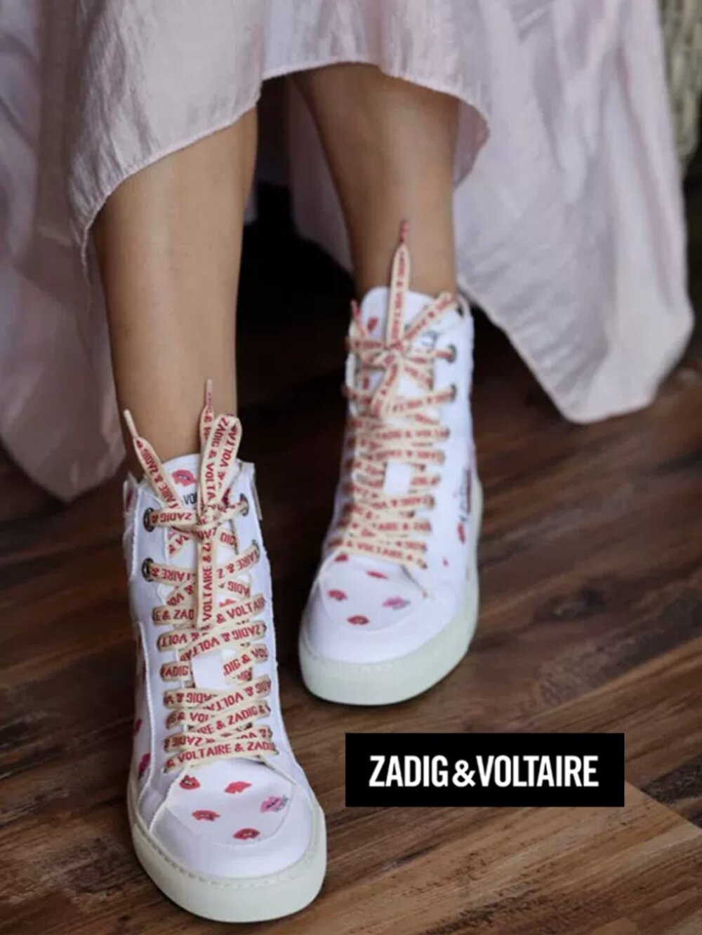 Flash Lips High Top Canvas Sneaker: white